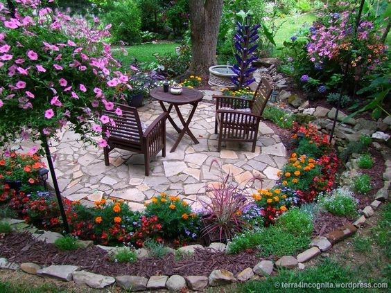 Дизайн на цветна градина в задния двор