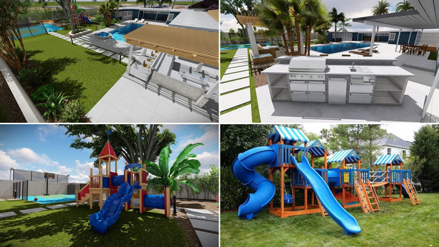 backyard-with-pool-and-playground-001 Двор с басейн и детска площадка