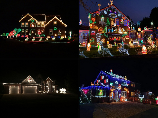 Снимки на коледни светлини по къщите