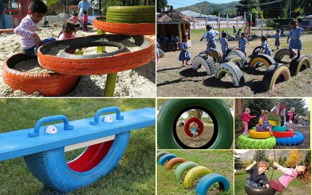 Идеи за детска площадка за гуми