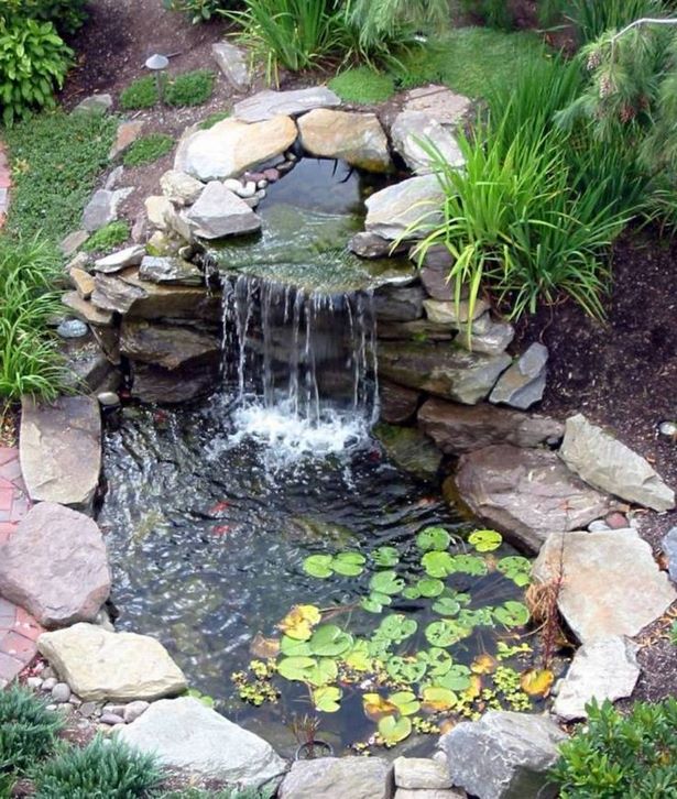 backyard-pond-and-waterfall-ideas-57_17 Двор езерце и водопад идеи