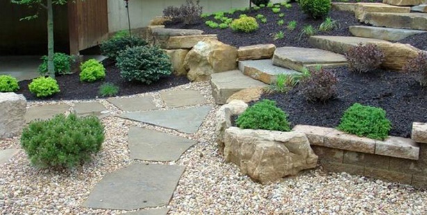Озеленяване идеи за заден двор с камъни