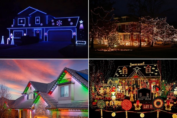 Коледни светлини на къщите снимки