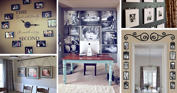 ways-to-display-family-photos-on-wall-43_10 Начини за показване на семейни снимки на стената