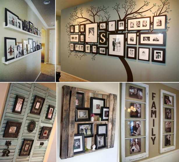 ways-to-display-family-photos-on-wall-43_9 Начини за показване на семейни снимки на стената